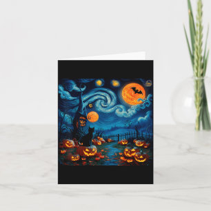 Carte Nouvelle Art Étoilé Nuit Ciel Art Y Halloween Chat