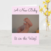 Carte Nouvelle Bébé Fille en Route Félicitations (Fleur jaune)