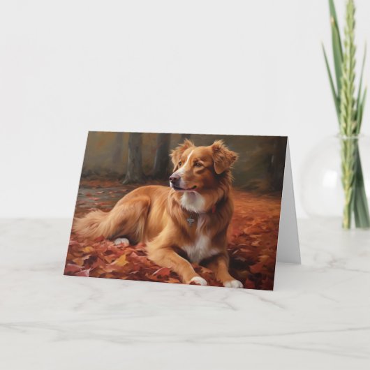 Carte Nouvelle-Écosse Canard Terrier À L'Automne Feuille (Devant)