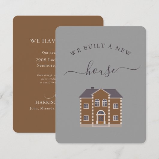 Carte Nouvelle Maison Brown Nous Avons Déplacé Faire-par (Devant / Derrière)