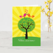 Carte Nouvelle maison Félicitations-Deux oiseaux sur un  (Fleur jaune)