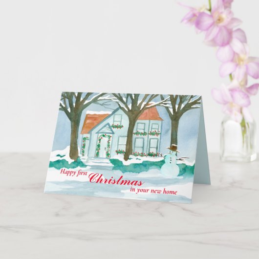 Carte Nouvelle maison Joyeux Noël immobilier (Orchidée)