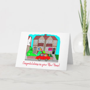 Carte Nouvelle Maison Voiture Rouge Félicitations