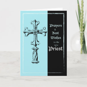 Carte Nouvelle Ordination du prêtre Félicitations Croix