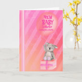 Carte Nouvelle petite fille mignonne Koala Card rose ora (Fleur jaune)