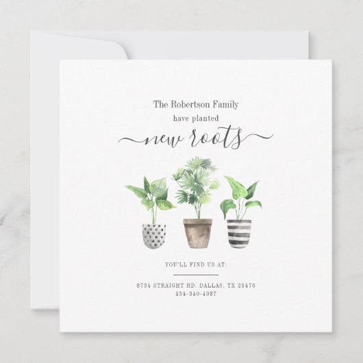 Carte Nouvelle racine plantée Nouvelle adresse Faire-par (Devant)