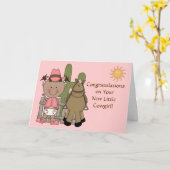 Carte Nouvelles félicitations de bébé et de poney - (Fleur jaune)