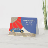 Nouvelles félicitations de voiture, voiture bleue,
