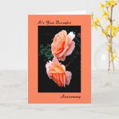 Carte Novembre Anniversaire Carte, Peach Roses (Fleur jaune)