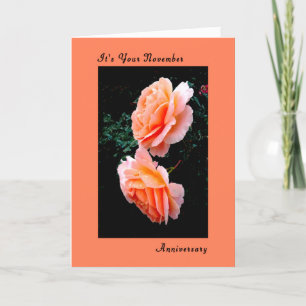 Carte Novembre Anniversaire Carte, Peach Roses
