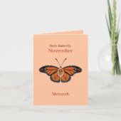 Carte Novembre Citrine Gemstone Monarch Papillon Design (Devant)