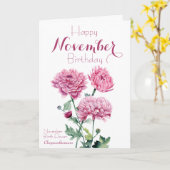 Carte Novembre Fleur de naissance Chrysanthemum Annivers (Fleur jaune)