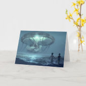 Carte Nuage de méduse au-dessus de l'imaginaire bleu océ (Fleur jaune)