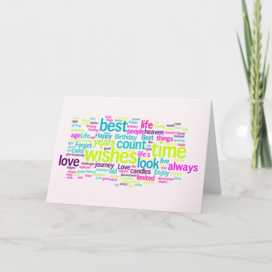 Carte Nuage de mots d'anniversaire multilingue (Devant)
