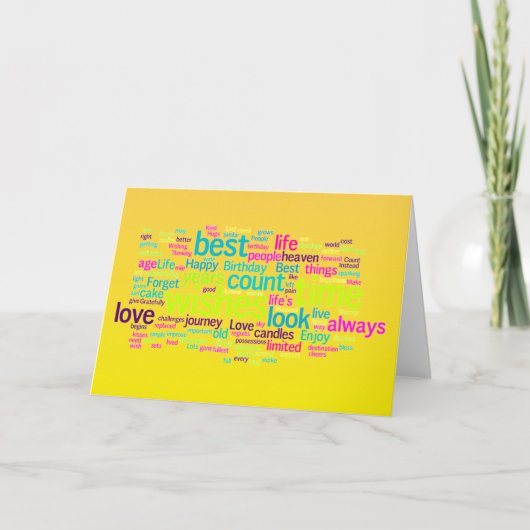 Carte Nuage de mots d'anniversaire multilingue (Devant)