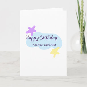 Carte Nuages bleus pastel étoiles violet joyeux annivers