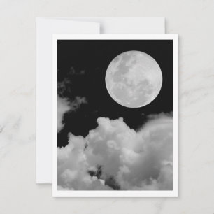Carte NUAGES DE Pleine lune NOIR ET BLANC