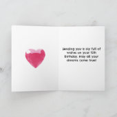 Carte Nuages et perles de coeur rose 12e anniversaire (Intérieur)