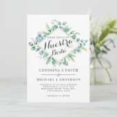 Carte Nuestra Boda Invitacion Eucalyptus Vert moderne (Debout devant)