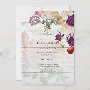 Carte NUESTRA BODA Plum Fall Floral Mariage espagnol