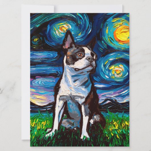 Carte Nuit Brown de Boston Terrier | Cadeau pour Jour de (Devant)