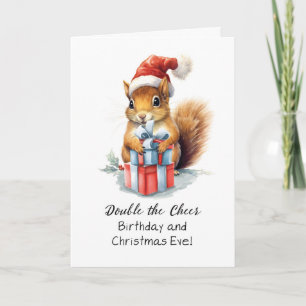 Carte Nuit de Noël Anniversaire mignonne écureuil d'aqua
