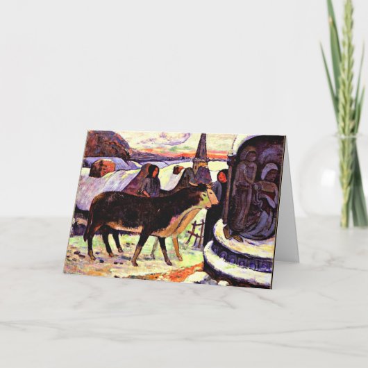 Carte Nuit de Noël, peinture d'art par Gauguin (Devant)