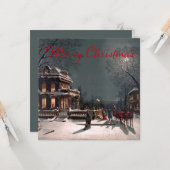 Carte Nuit de Noël victorienne (Devant/Arrière en situation)