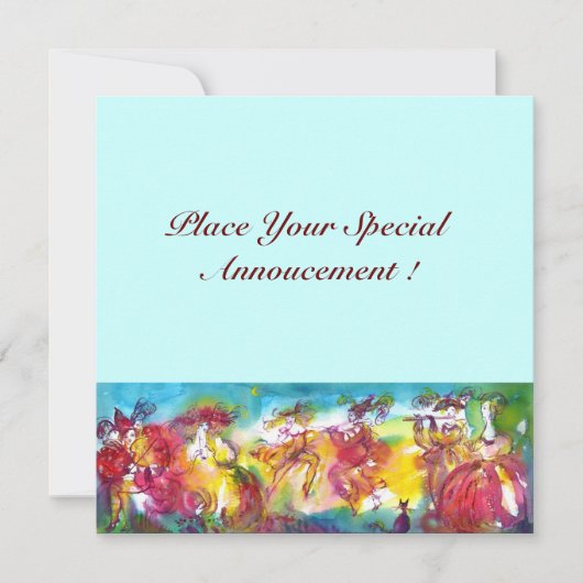 Carte NUIT DU CARNAVAL, Masque Mardi Gras, Danse, Musiqu (Devant)