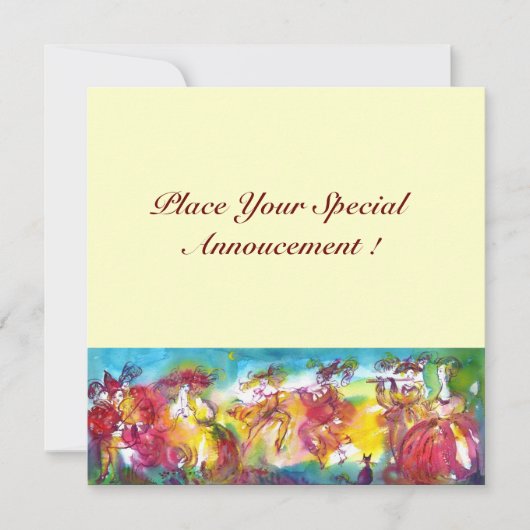 Carte NUIT DU CARNAVAL, Masque Mardi Gras, Danse, Musiqu (Devant)