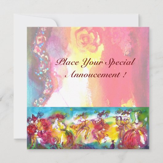 Carte NUIT DU CARNAVAL, Masque Mardi Gras, Danse, Musiqu (Devant)