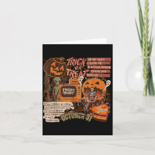 Carte Nuit effrayante Halloween squelettes aliens citrou