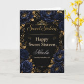 Carte Nuit et Noir Sweet Seize Ans (Fleur jaune)
