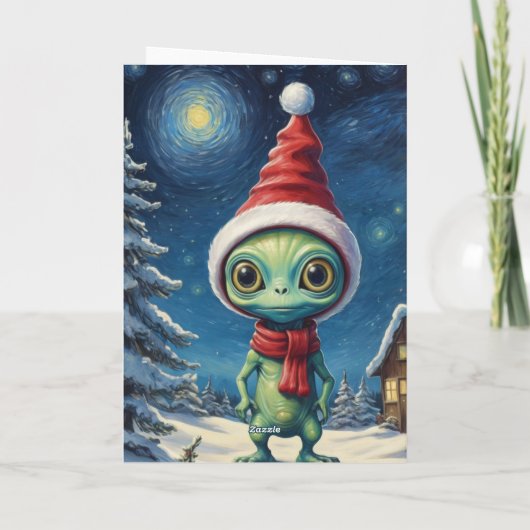 Carte Nuit étoile mignonne Alien espace Noël (Dos)