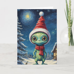 Carte Nuit étoile mignonne Alien espace Noël