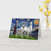 Carte Nuit étoilée avec deux lamas (Fleur jaune)