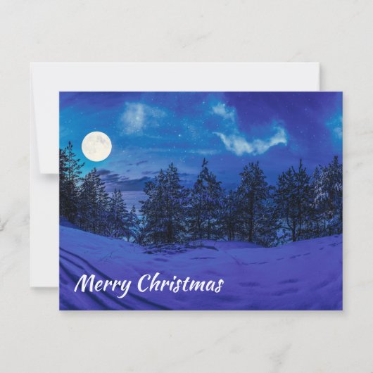 Carte Nuit étoilée avec pleine lune en forêt (Devant)
