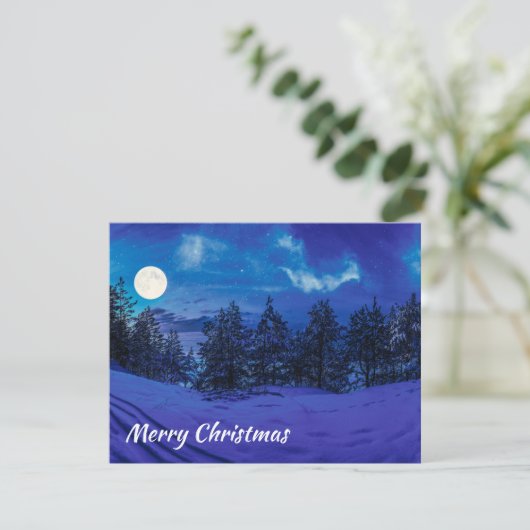 Carte Nuit étoilée avec pleine lune en forêt (Debout devant)