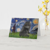 Carte Nuit étoilée - Chat persan noir (Fleur jaune)