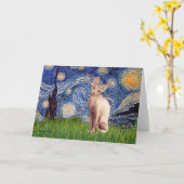 Carte Nuit étoilée - Chat Sphynx Crème (Fleur jaune)