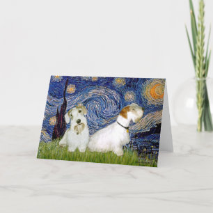 Carte Nuit étoilée - Deux terriers de Sealyham