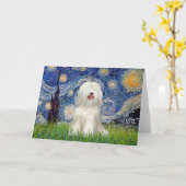 Carte Nuit étoilée - Terrier tibétain blanc (Fleur jaune)