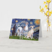 Carte Nuit étoilée - Trois Greyhounds italiens (Fleur jaune)