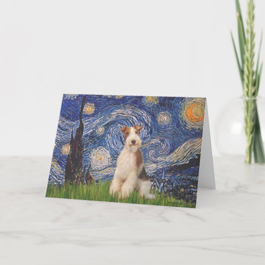 Carte Nuit étoilée - Wire Fox Terrier 3 (Devant)