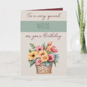 Carte Nuit gerbera vert beige anniversaire (Devant)