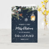 Carte Nuit neigeuse Godson et sa femme Noël (Fleur jaune)