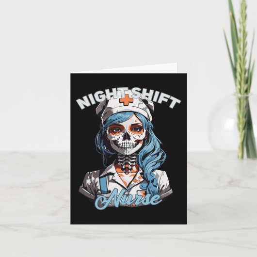 Carte Nuit Shift Nurse Funny Skeleton Halloween Rn Nurs (Devant)