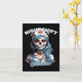 Carte Nuit Shift Nurse Funny Skeleton Halloween Rn Nurs (Fleur jaune)