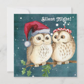 Carte Nuit silencieuse Paire de Noël des Chouettes prête (Devant)