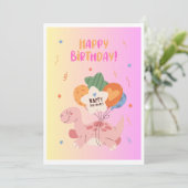 Carte numérique d'anniversaire rose délicieuse (Debout devant)